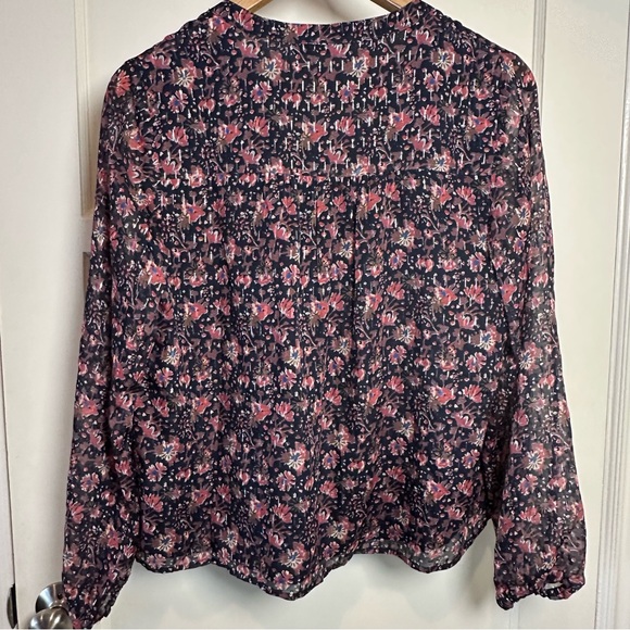 Faherty Silk Cotton Sage Wood Blouse - Stargaze Bloom  - Size Small - Picture 5 of 11